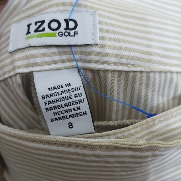 Ladies Izod Beige and White Striped Golf Shorts Size 8 Classic Preppy - Picture 5 of 6